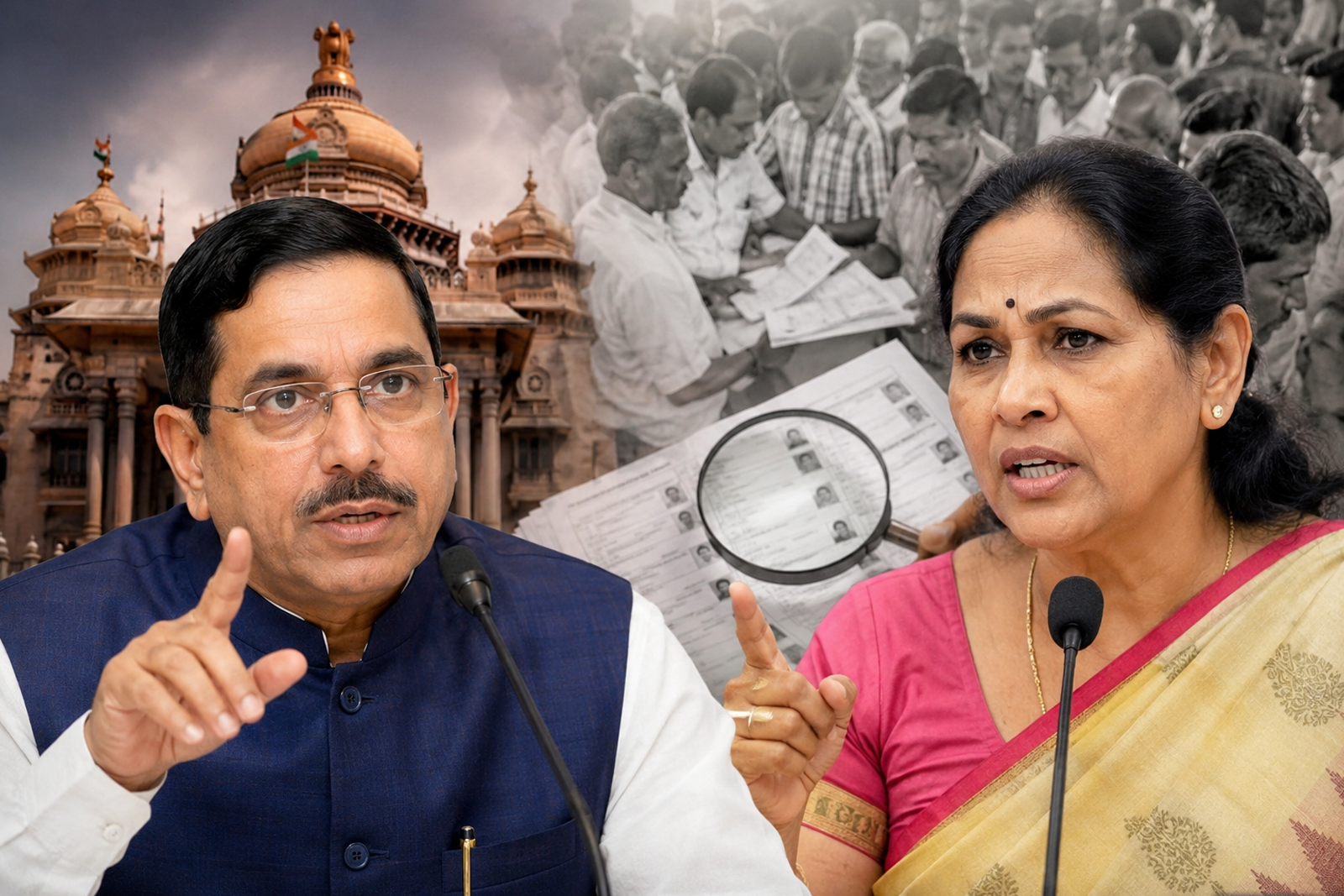BJP Alleges Massive Irregularities in Karnataka SIR, Pralhad Joshi and Shobha Karandlaje Target State Government